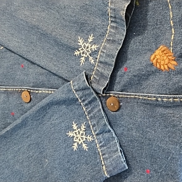 NorthCrest Winter Denim Barn Coat Chore Jacket Embroidery Appliques 26/28 - Picture 10 of 12
